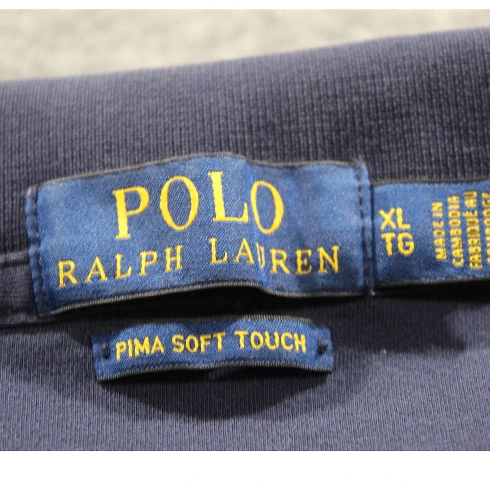 Polo Ralph Lauren Mens Navy Blue Pima Soft Touch Polo Shirt‎ Size XL